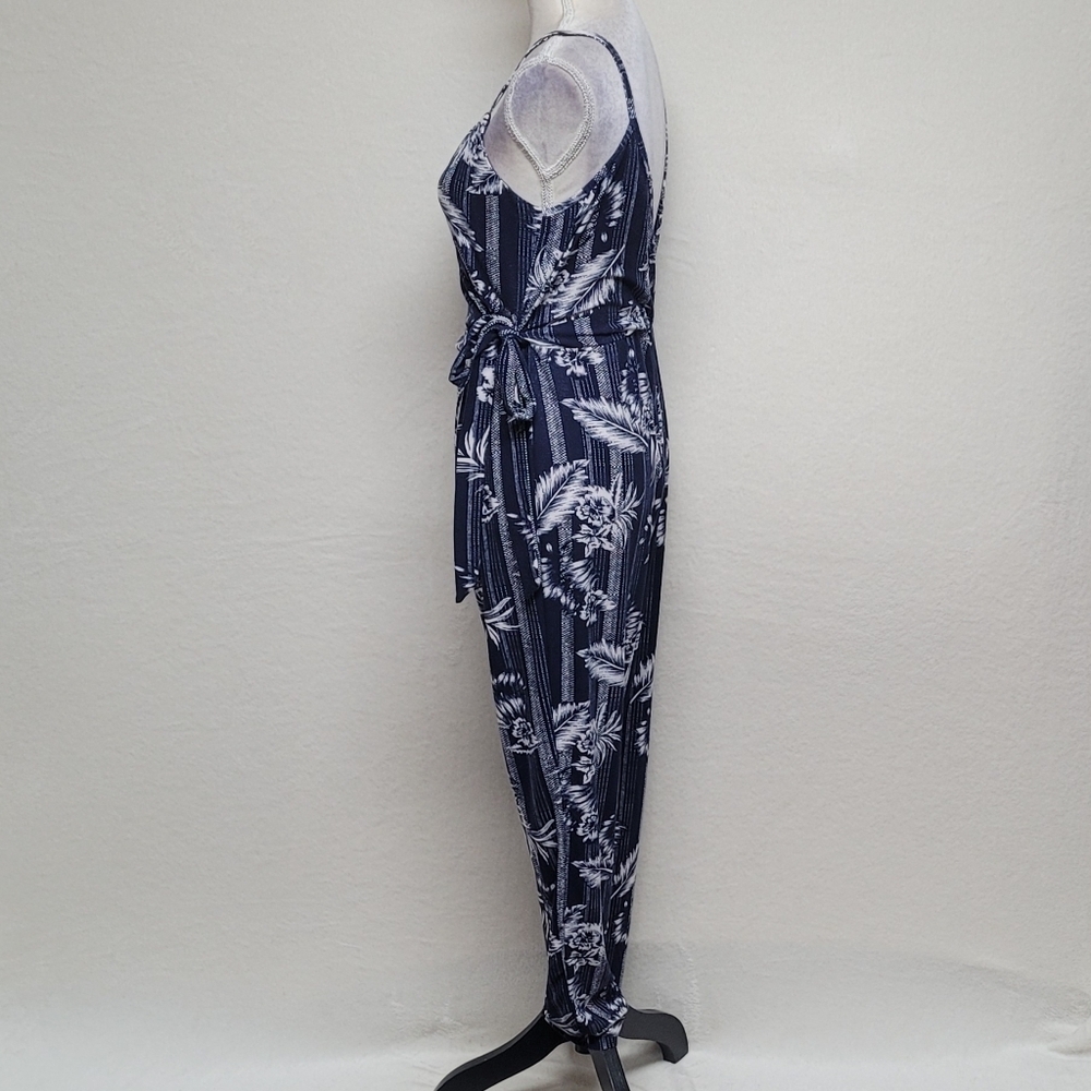 Lot Jumpsuits Derek Heart Blue Tropical Tie-Waist Old Navy Floral Linen S-M - Picture 5 of 16